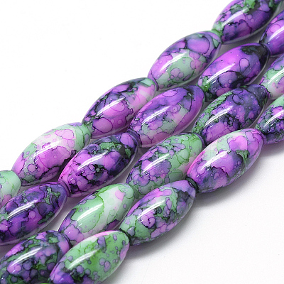 Baking Painted Glass Beads Strands DGLA-S115-22x10-S17-1