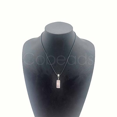 Natural Rose Quartz Column Pendant Necklaces FF2991-1-1