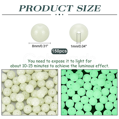 PandaHall Elite 150Pcs Synthetic Luminous Stone Beads Strands G-PH0019-18-1