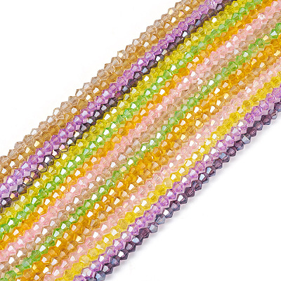 16 Strand 16 Color Transparent Electroplate Glass Beads Strands EGLA-TA0001-23-1