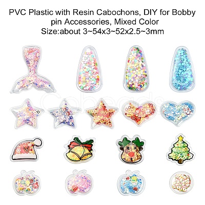 PVC Plastic with Resin Cabochons KY-CJ0001-55-1