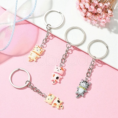 Cat Resin Pendants Keychain KEYC-JKC00500-1