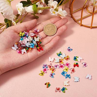 100Pcs 10 Colors Transparent Flat Back Resin Rhinestone Cabochons CRES-SZ0001-04-1