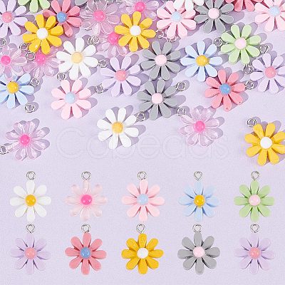 ARRICRAFT 54Pcs 9 Styles Opaque & Transparent Resin Pendants RESI-AR0001-38-1