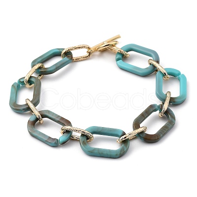 Acrylic & Aluminum Cable Chain Bracelets BJEW-JB05425-01-1