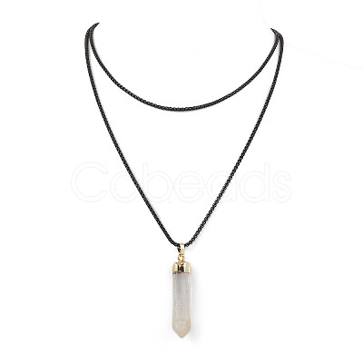 Natural Quartz Crystal Pendant Necklaces NJEW-JN04840-1