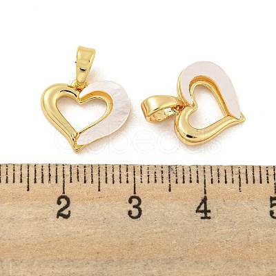 Brass Pave Shell Charms KK-G490-42G-1