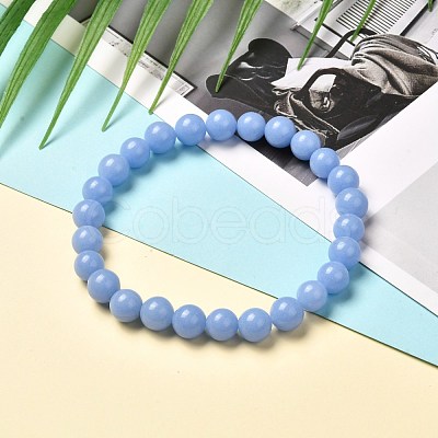 Noctilucent Stone/Synthetic Luminous Stone Beads Stretch Bracelets BJEW-JB06619-1