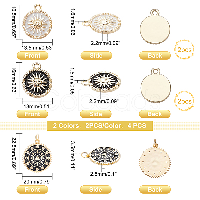 AHADERMAKER 8Pcs 4 Style  Brass Micro Pave Clear Cubic Zirconia Pendants ZIRC-GA0001-06-1