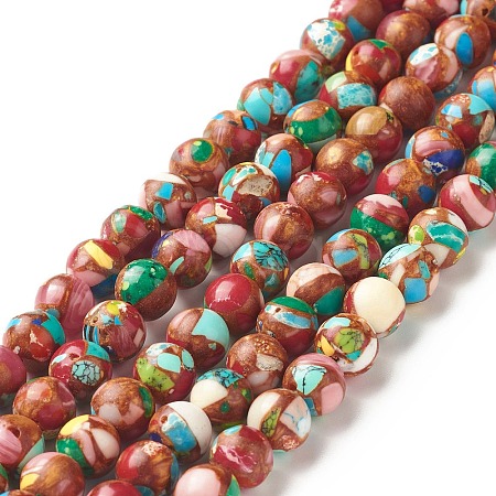 Assembled Natural & Dyed Magnesite Beads Strands G-L575-02K-B-1