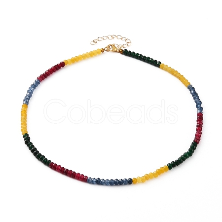 Dyed Natural Malaysia Jade Beaded Necklaces NJEW-JN03236-1