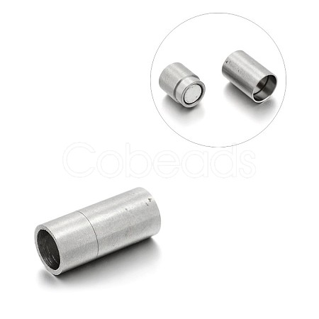 Matte 304 Stainless Steel Column Magnetic Clasps with Glue-in Ends STAS-E089-03B-1