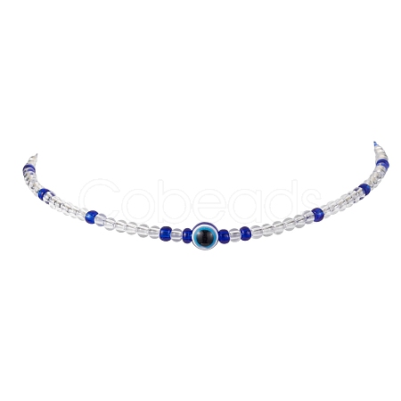 Resin Evil Eye & Acrylic Beaded Necklace for Women NJEW-JN04638-1