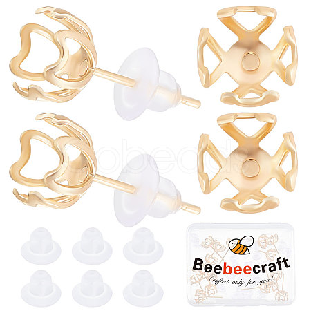 Beebeecraft 20Pcs Ion Plating(IP) Brass Stud Earring Findings KK-BBC0005-44-1