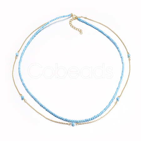 Faceted Synthetic Turquoise Tiered Necklaces NJEW-F212-06C-1