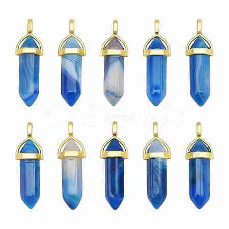 10Pcs Natural Banded Agate Pointed Pendants sgG-SZ0001-27-1