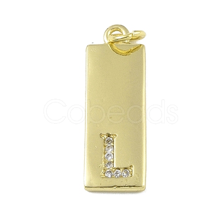 Brass Micro Pave Clear Cubic Zirconia Pendants KK-P266-06G-L-1