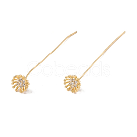 Brass Micro Pave Clear Cubic Zirconia Flower Head Pins FIND-B009-08G-1