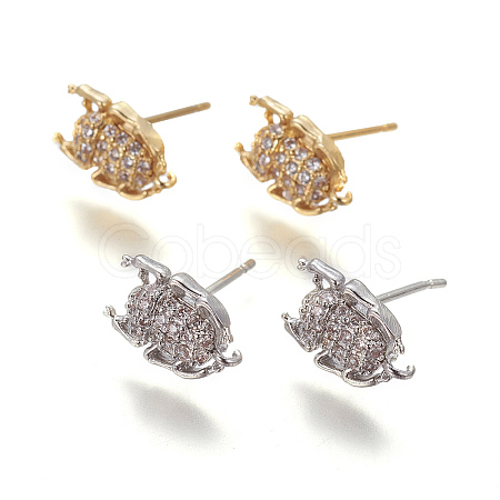 Eco-Friendly Brass Cubic Zirconia Stud Earrings Finding ZIRC-O028-01-1