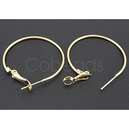 Golden Brass Hoop Earrings X-EC108-3NFG-1