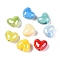 Handmade Porcelain Beads, Bright Glazed Porcelain, Heart, Mixed Color, 14x16x10mm, Hole: 2mm