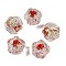 Handmade Gold Foil Lampwork Glass Beads, Flower, Red, 17x19.5x19.5mm, Hole: 2mm