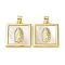 Rack Plating Brass Micro Pave Clear Cubic Zirconia Pendants, with Shell, Long-Lasting Plated, Lead Free & Cadmium Free, Real 18K Gold Plated, Oval, 21x18x2.5mm, Hole: 4x3mm