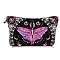 Butterfly Print Linen Cosmetic Zipper Pouches, Waterproof Clutch Bag, Toilet Bag for Women, Orchid, 22x13cm