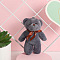 Cute Plush PP Cotton Bear Doll Pendant Decorations, with Alloy Findings, for Keychain Bag Decoration, Gray, 12cm