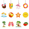 Summer Theme Wooden Pendant Decorations, Jute Cord Hanging Ornaments, Mixed Shapes, Mixed Shapes, 60~100x60~100mm, Hole: 3mm, 12style, 3pcs/style, 36pcs/set