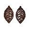 Natural Poplar Wood Pendants, Dyed, Leaf, Saddle Brown, 35x19x2mm, Hole: 1.4mm