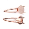 Iron Alligator Hair Clip Findings, for Enamel, Cat Shaped, Rose Gold, 75x30mm