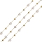 Ion Plating(IP) 304 Stainless Steel Link Chains, Natural White Jade Beads & Spool, Soldered, Real 18K Gold Plated, 6.5x2.7mm, about 32.81 Feet(10m)/Roll