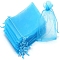 Organza DIY Craft Drawstring Bag, for Valentine Birthday Wedding Party Candy Wrapping, Deep Sky Blue, 9x7cm