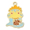 Cartoon Alloy Enamel Pendants, Golden, Dinosaur, 29x18.5x1.2mm, Hole: 2mm