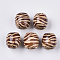 Printed Natural Wood Large Hole Beads, Barrel, Lead Free, Saddle Brown, 16x14.5~16.5mm, Hole: 7.5mm