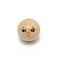 Schima Wood European Beads, Large Hole Round Beads with Smile Face Print, Undyed, BurlyWood, 21.5x20.5mm, Hole: 4.5mm