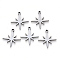 Tarnish Resistant 304 Stainless Steel Pendants, Laser Cut, Eight Pointed Star, Stainless Steel Color, 15x15x1mm, Hole: 1.2mm