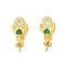 925 Sterling Silver Micro Pave Cubic Zirconia Peg Bails Pendants, Flower, Green, 12.5x5.5x4mm, Hole: 5.5x1.8mm, Pin: 0.7mm