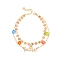 Constellation Alloy & Glass Seed Beads Double Layer Colorful Flower Anklets, Golden, Scorpio, 11 inch(28cm)