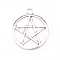 Tibetan Style Alloy Pendants, Hollow, Ring with Star, Antique Silver, 28x24x1mm, Hole: 3mm