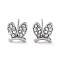 304 Stainless Steel with Rhinestone Stud Earrings, Rabbit Ear, Stainless Steel Color, 7.2x6.8mm