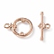 Ion Plating(IP) 304 Stainless Steel Toggle Clasps, Ring, Rose Gold, Ring: 21x15x2mm, Hole: 2mm, Bar: 22x9x3mm, Hole: 2mm