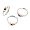 Hand with Heart Natural Tiger Eye Agate Adjustable Rings, Brass Ring for Women, Long-Lasting Plated, Lead Free & Cadmium Free, Inner Diameter: 18mm