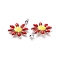 304 Stainless Steel Charms, with Enamel, Stainless Steel Color, Flower, Red, 10x7.5x2mm, Hole: 1mm