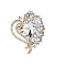 Alloy Rhinestone Brooch for Backpack Clothes, Heart, Crystal, 66x53mm