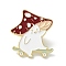 Mushroom Skating Enamel Pin, Cartoon Alloy Brooch for Backpack Clothes, Light Gold, Dark Red, 28x26x2mm