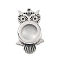 304 Stainless Stee Locket Pendants, with Glass, Owl Charm, Stainless Steel Color, 38.5x23.5x10.5mm, Hole: 2.2mm