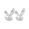 ABS Plastic Imitation Pearl Pendants, with Alloy Findings, Rabbit Head Charm, Platinum, 19x15x5mm, Hole: 1.6mm