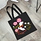 DIY Canvas Bag Flower Embroidery Kits, Include Black Bag, Embroidery Thread & Needles, Plastic Embroidery Hoops, Hot Pink, 380x350mm